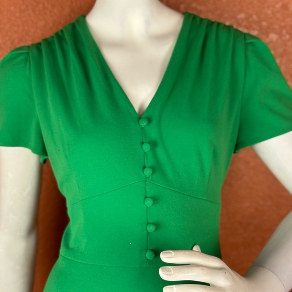 DKNY Women's Bubble-Sleeve Scuba-Crepe Midi Green Dress Size 10.  C14 - Picture 8 of 17